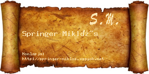 Springer Miklós névjegykártya